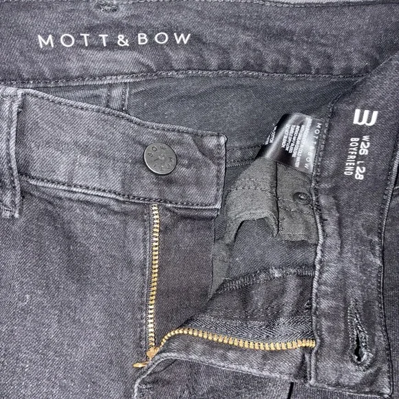 Mott & Bow Black Denim Jeans Women's Size W 26 L 28 Boyfriend Charcoal Stretch - Picture 2 of 9